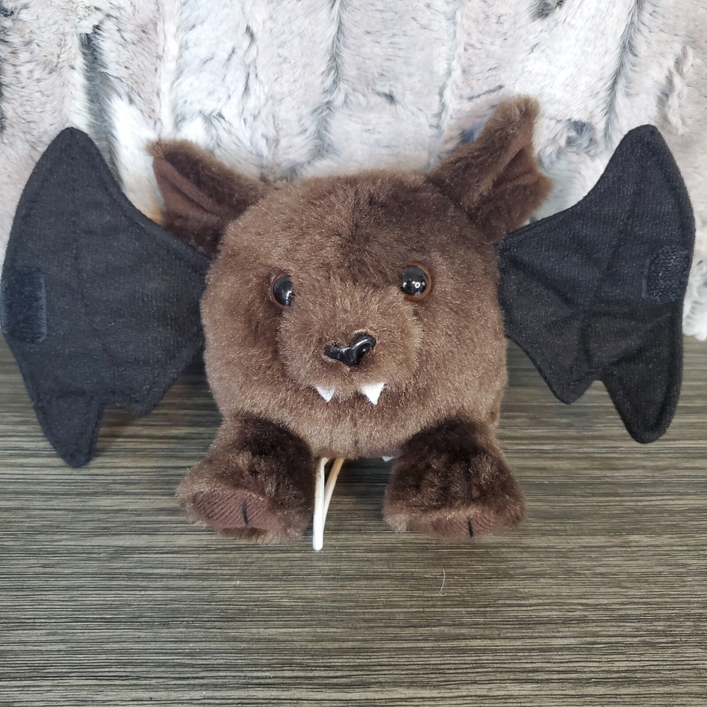 Vtg MJC Brown Baby Radar BAT Plush 4" Stuffed Animal, Transforms & Hangs 1988